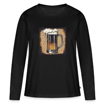 Bière Cadeau Mug Fête Célébration Fête Verre Bière - T-shirt manches longues Premium bio Femme - noir - Devant - Julia (174cm)