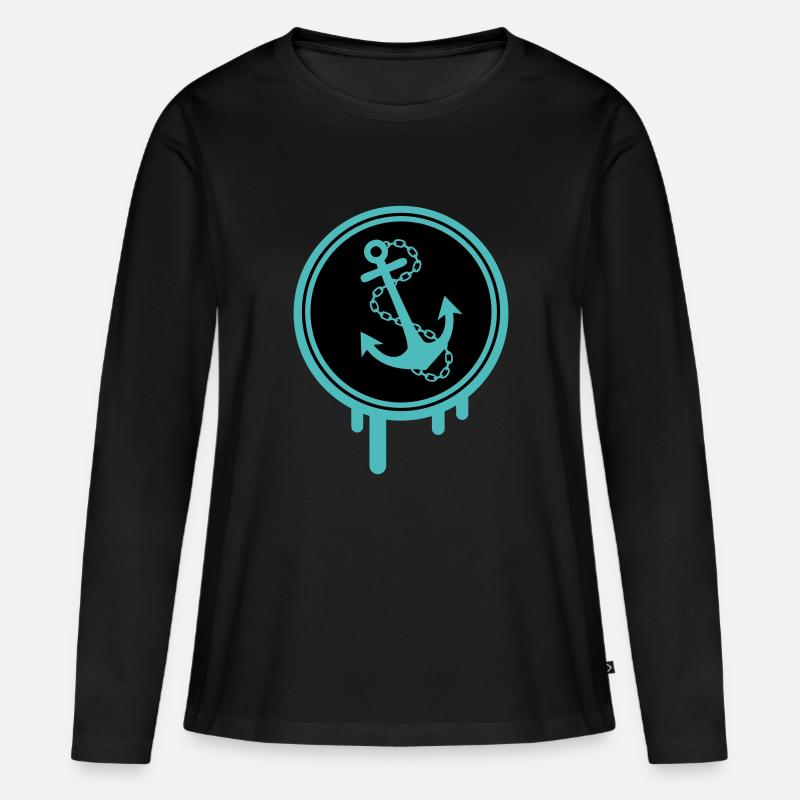 anker icon klecks - Frauen Premium Bio Langarmshirt - Schwarz