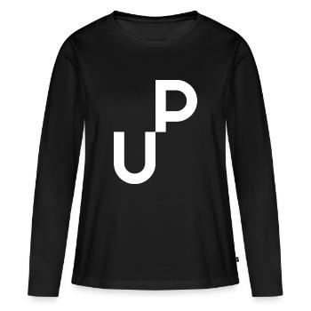 UP (négatif) - T-shirt manches longues Premium bio Femme - noir - Devant - Julia (174cm)