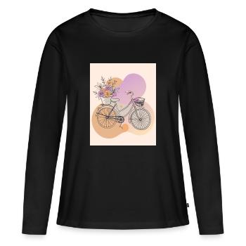 Vélo - Taches de couleur - T-shirt manches longues Premium bio Femme - noir - Devant - Julia (174cm)