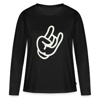 Main de roche - T-shirt manches longues Premium bio Femme - noir - Devant - Julia (174cm)