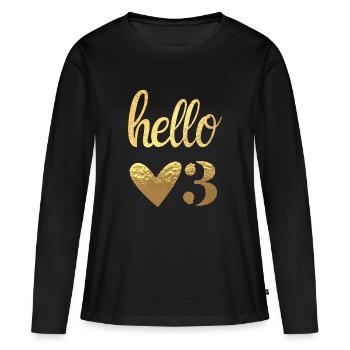 Hello 3 - T-shirt manches longues Premium bio Femme - noir - Devant - Julia (174cm)