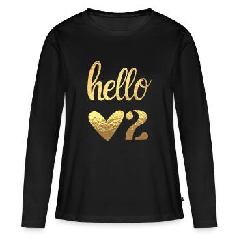 Hello 2 - T-shirt manches longues Premium bio Femme - noir - Devant - Julia (174cm)