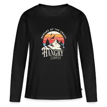 Attention au campeur affamé - T-shirt manches longues Premium bio Femme - noir - Devant - Julia (174cm)