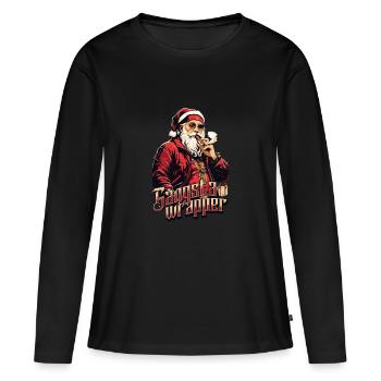 Gangsta Wrapper Christmas sweater cooler santa - Women's Premium Organic Long Sleeve Shirt - black - Front - Julia (174cm)