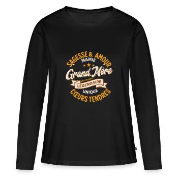 "Legendäre Großmutter: Liebe und Weisheit" - Frauen Premium Bio Langarmshirt - Schwarz - Vorne - Julia (174cm)