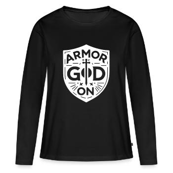 L’armure de Dieu sur - T-shirt manches longues Premium bio Femme - noir - Devant - Julia (174cm)