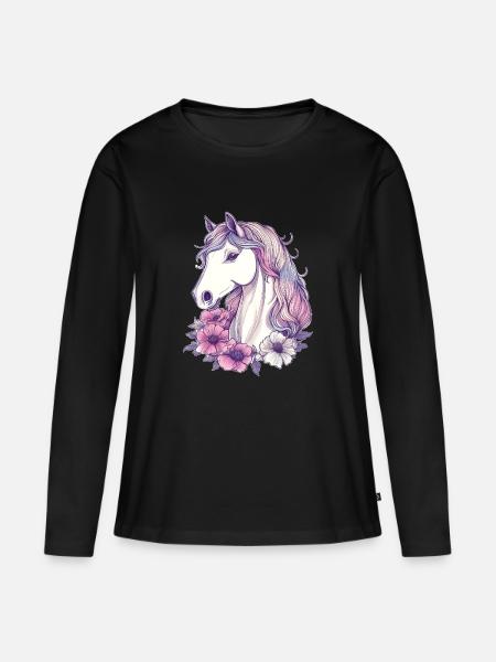 Paard - Vrouwen Premium Bio shirt met lange mouwen - zwart