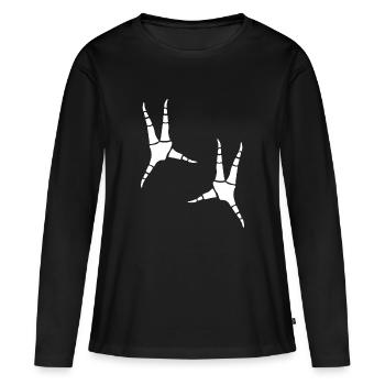 Papageien-Fußabdrücke - Frauen Premium Bio Langarmshirt - Schwarz - Vorne - Julia (174cm)