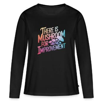 Champignons Champignons Champignon Champignon - T-shirt manches longues Premium bio Femme - noir - Devant - Julia (174cm)