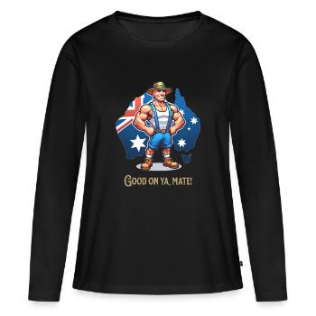 Australie Funny Design - T-shirt manches longues Premium bio Femme - noir - Devant - Julia (174cm)