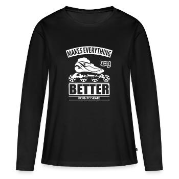 Born To Skate Shirt & Cadeau - T-shirt manches longues Premium bio Femme - noir - Devant - Julia (174cm)