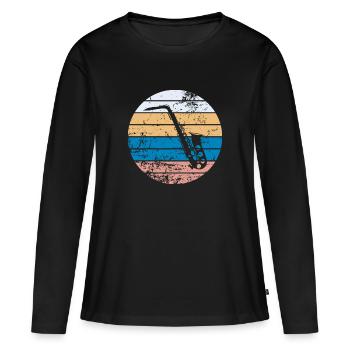 Saxofon - Frauen Premium Bio Langarmshirt - Schwarz - Vorne - Julia (174cm)