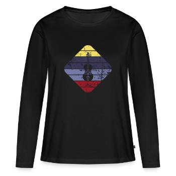 Violoncelle - T-shirt manches longues Premium bio Femme - noir - Devant - Julia (174cm)