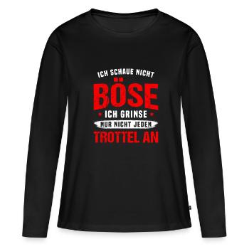 Böser Blick Unfreundlicher Blick Grimmig Böse - Frauen Premium Bio Langarmshirt - Schwarz - Vorne - Julia (174cm)
