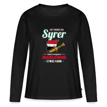 Syrien Syrer Syrischer Krumm Dolch - Frauen Premium Bio Langarmshirt - Schwarz - Vorne - Julia (174cm)