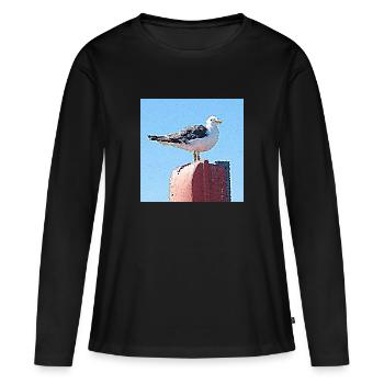 La veille du goéland brun - T-shirt manches longues Premium bio Femme - noir - Devant - Julia (174cm)