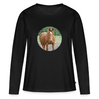 Un Amour de jument - T-shirt manches longues Premium bio Femme - noir - Devant - Julia (174cm)