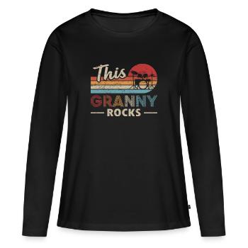 Cette grand-mère batteuse de Granny Rocks - T-shirt manches longues Premium bio Femme - noir - Devant - Julia (174cm)