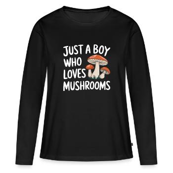 Champignons Champignons Champignon Champignon - T-shirt manches longues Premium bio Femme - noir - Devant - Julia (174cm)
