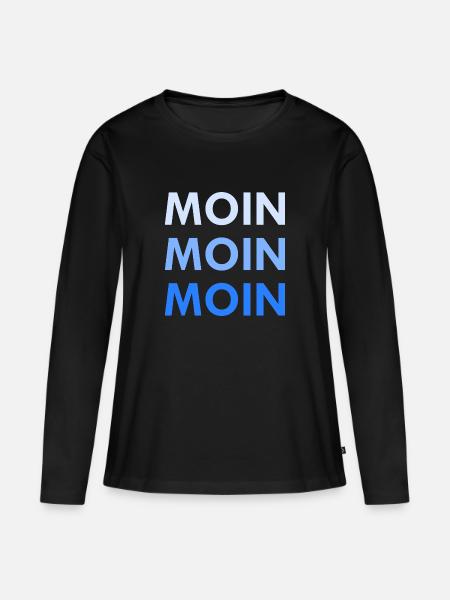 Moin Moin Moin - Frauen Premium Bio Langarmshirt - Schwarz