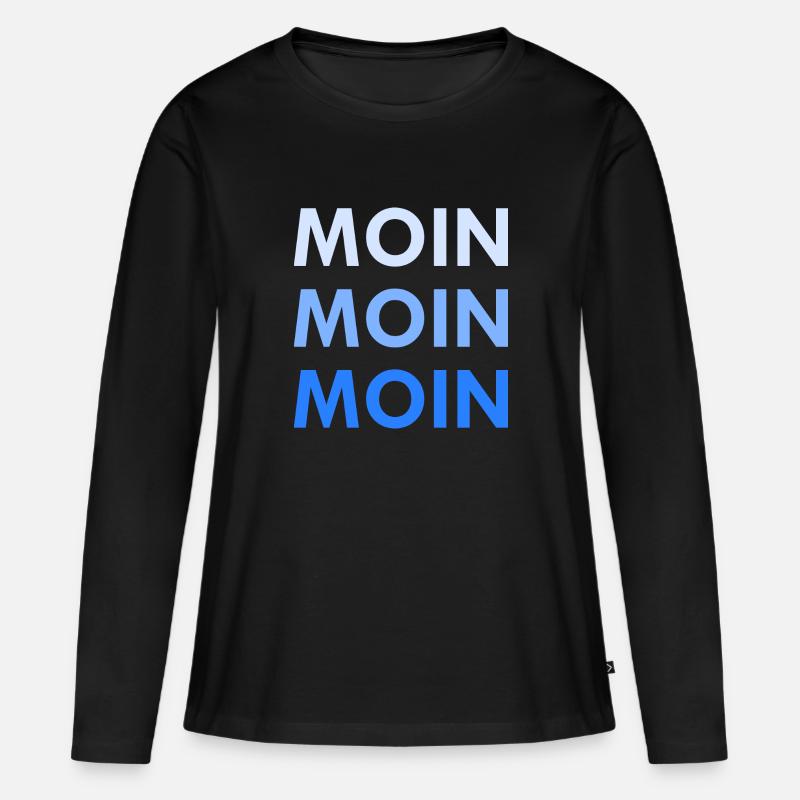 Moin Moin Moin - Frauen Premium Bio Langarmshirt - Schwarz