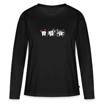 Dent - T-shirt manches longues Premium bio Femme - noir - Devant - Julia (174cm)