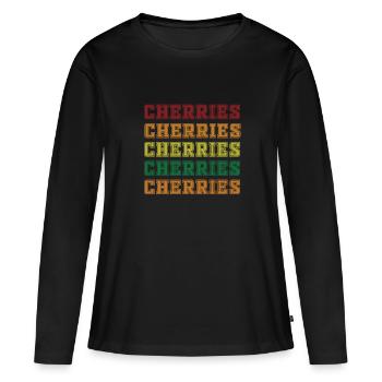 Kirschen - Frauen Premium Bio Langarmshirt - Schwarz - Vorne - Julia (174cm)