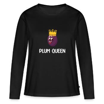 Reine des prunes - T-shirt manches longues Premium bio Femme - noir - Devant - Julia (174cm)