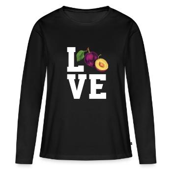 Chères prunes - T-shirt manches longues Premium bio Femme - noir - Devant - Julia (174cm)