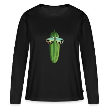 Concombre - T-shirt manches longues Premium bio Femme - noir - Devant - Julia (174cm)