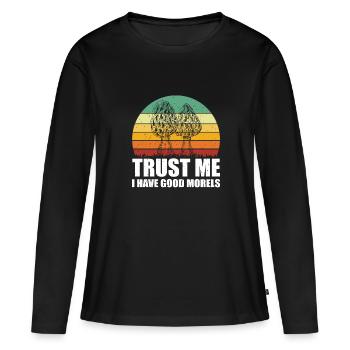 Cueilleur de morilles - T-shirt manches longues Premium bio Femme - noir - Devant - Julia (174cm)
