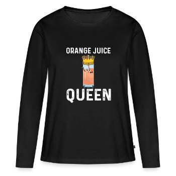 Jus d’orange Queen - T-shirt manches longues Premium bio Femme - noir - Devant - Julia (174cm)