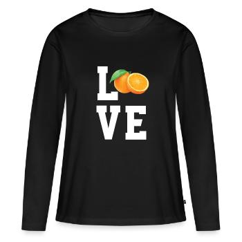 Liebe Mandarinen - Frauen Premium Bio Langarmshirt - Schwarz - Vorne - Julia (174cm)