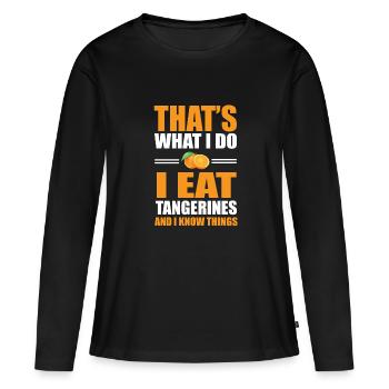 Mandarine Liebhaber - Frauen Premium Bio Langarmshirt - Schwarz - Vorne - Julia (174cm)