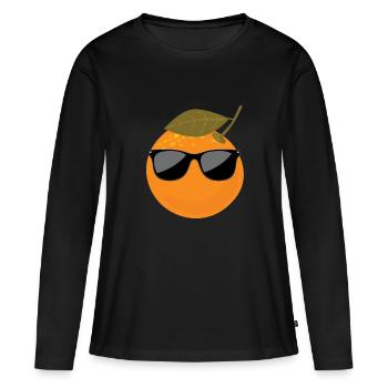 Coole Mandarine - Frauen Premium Bio Langarmshirt - Schwarz - Vorne - Julia (174cm)