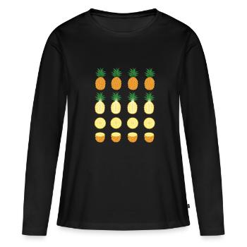 Ananas - T-shirt manches longues Premium bio Femme - noir - Devant - Julia (174cm)