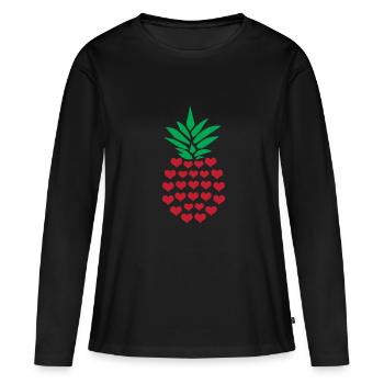 Ananas - T-shirt manches longues Premium bio Femme - noir - Devant - Julia (174cm)