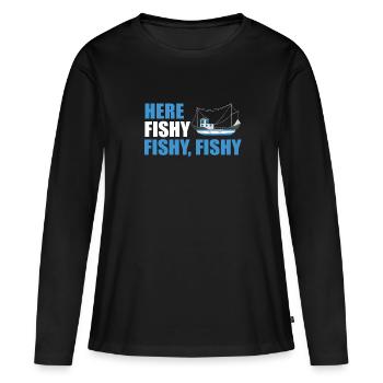 Bateau de pêche - T-shirt manches longues Premium bio Femme - noir - Devant - Julia (174cm)
