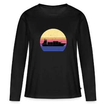 Navire d’alimentation - T-shirt manches longues Premium bio Femme - noir - Devant - Julia (174cm)