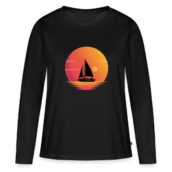 Yacht Im Sonnenuntergang-segelboot - Frauen Premium Bio Langarmshirt - Schwarz - Vorne - Julia (174cm)