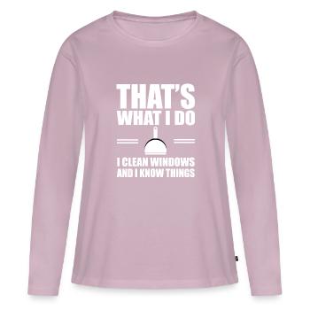 Funny window cleaner shirt - Women's Premium Organic Long Sleeve Shirt - dusky pink - Front - Julia (174cm)