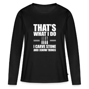 Sculpture sur pierre - T-shirt manches longues Premium bio Femme - noir - Devant - Julia (174cm)