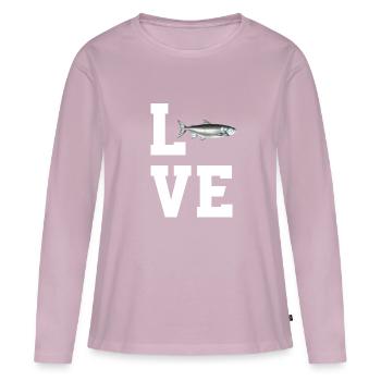 Cher saumon - T-shirt manches longues Premium bio Femme - rose poudré - Devant - Julia (174cm)