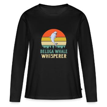 Chuchoteur de béluga - T-shirt manches longues Premium bio Femme - noir - Devant - Julia (174cm)