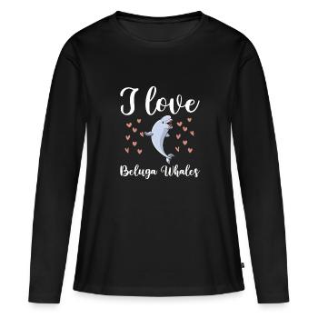 J’adore les bélugas - T-shirt manches longues Premium bio Femme - noir - Devant - Julia (174cm)