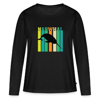 Narwal - Frauen Premium Bio Langarmshirt - Schwarz - Vorne - Julia (174cm)