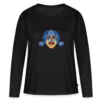 Pavian Mit Sonnenbrille - Frauen Premium Bio Langarmshirt - Schwarz - Vorne - Julia (174cm)