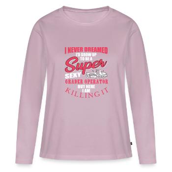 Conducteur de niveleuse super sexy - T-shirt manches longues Premium bio Femme - rose poudré - Devant - Julia (174cm)