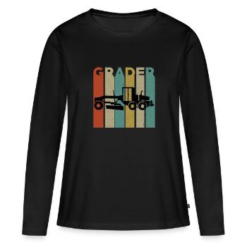 Conception rétro de niveleuse - T-shirt manches longues Premium bio Femme - noir - Devant - Julia (174cm)